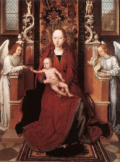 Virgin and Child Enthroned with Two Angels, Hans Memling